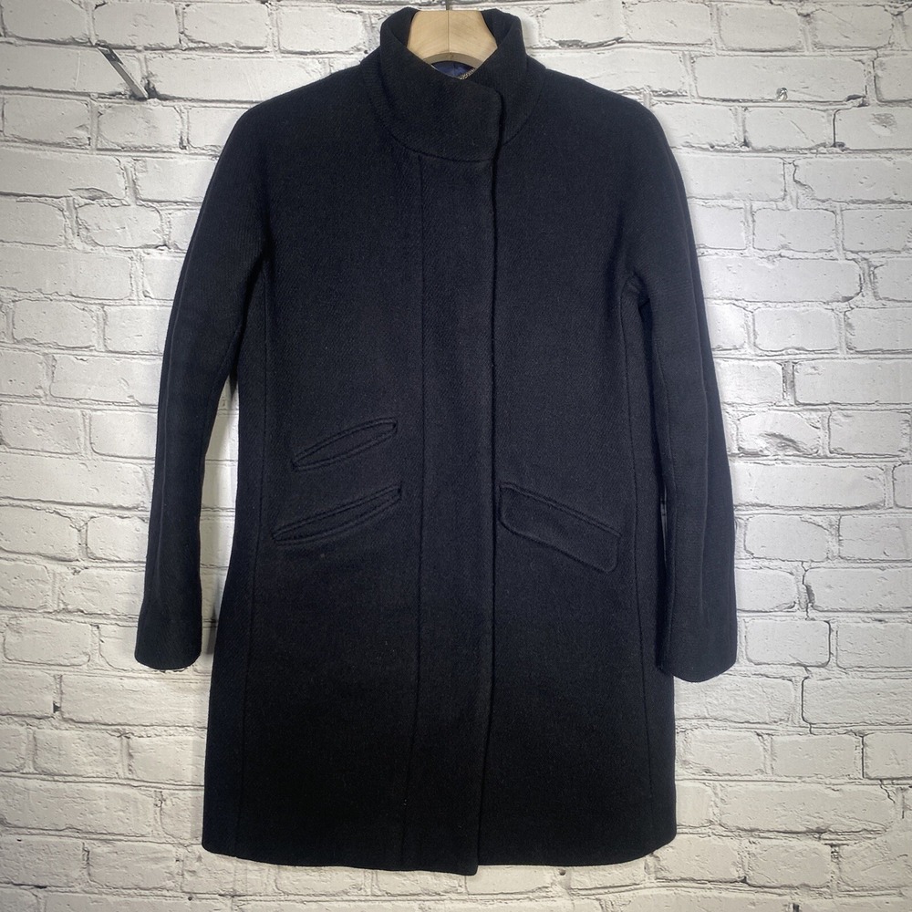 J. Crew Cocoon Coat in‎ Italian Stadium Cloth Wool Nello Gori J5536 Size 2 Black